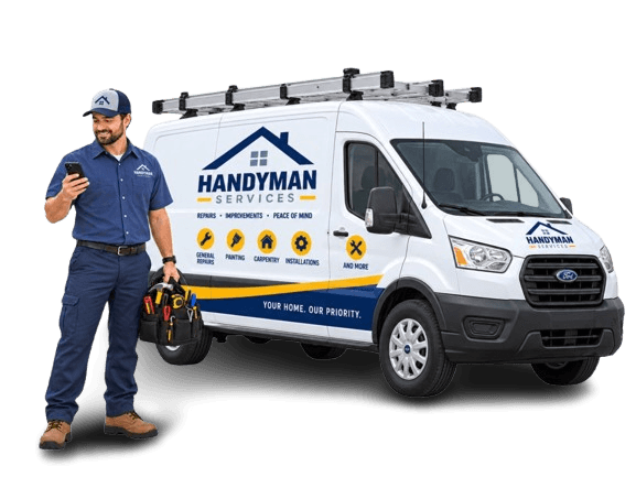 Handyman beside a service van