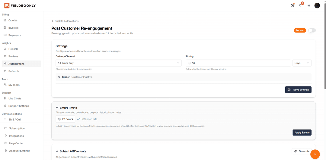 Automations dashboard